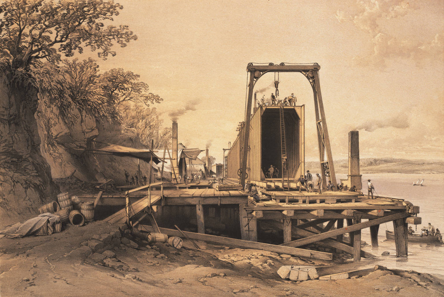 1850 The Britannia and Conway, Tubular Bridges