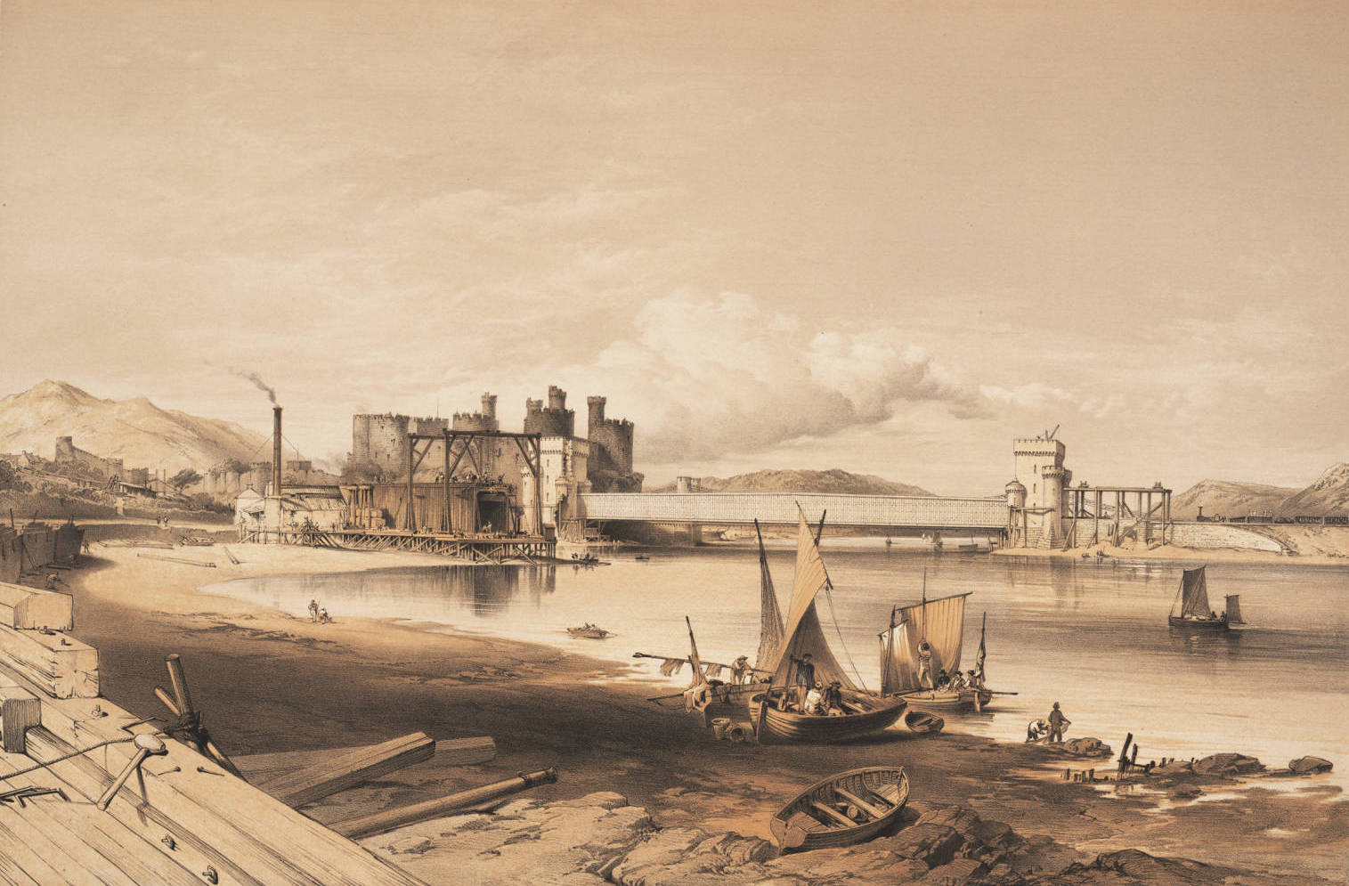 1850 The Britannia and Conway, Tubular Bridges